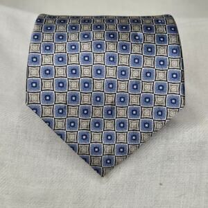 PIERRE CARDIN 100% Silk Elegant Blue and Gray Patterned Men's Tie